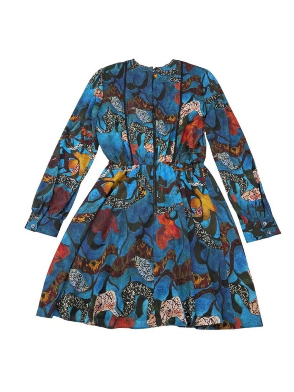 Alice And Olivia Aimee Pintuck Lace Floral Silk Dress - Picture 6 of 6